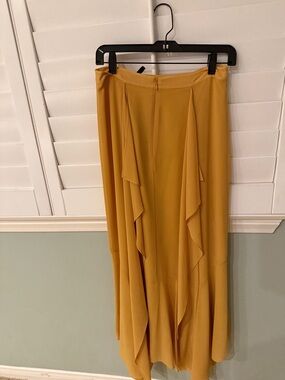 BCBGMaxAzria Mustard Yellow High-Low Ruffle Skirt